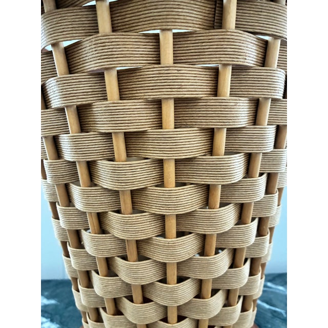 Wood 1970s MCM Woven Cane Umbrella Stand/Basket by Brea College Crafts For Sale - Image 7 of 7