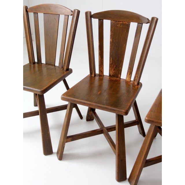 Mid-Century Folk Wood Dining Chairs Set of 4 For Sale - Image 4 of 17