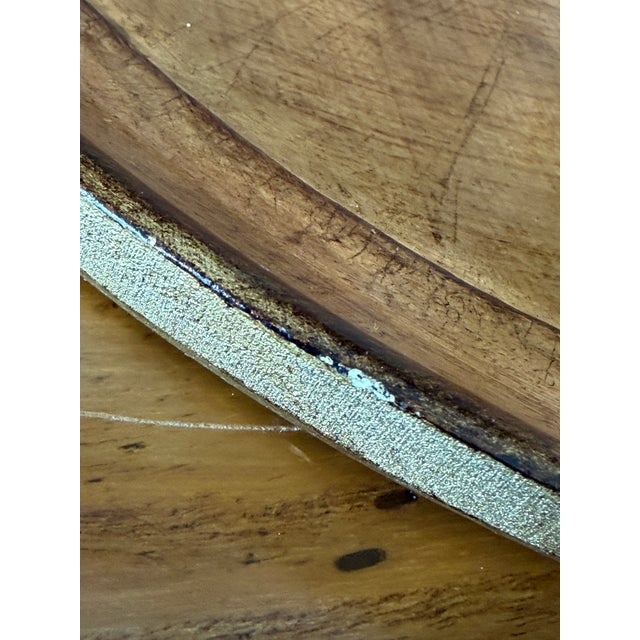 VIETRI Vintage Italian Vietri Oval Gold Leaf Serving Tray For Sale - Image 4 of 12