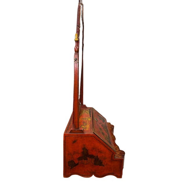 Red Antique Chinese Export Red Lacquer Dressing Mirror, Chinoiserie, Circa 1800 For Sale - Image 8 of 10