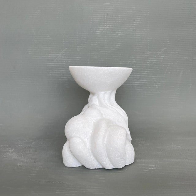 Contemporary Round Hand Carved Marble Vessel by Tom Von Kaenel For Sale - Image 3 of 6