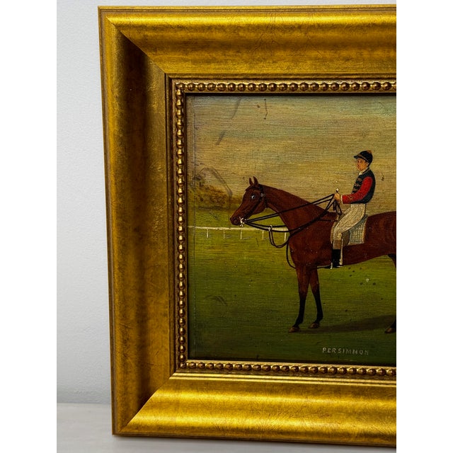 English Oil Painting of Racehorse Persimmon With Jockey Jack Watts, Royal Thoroughbred Portrait Circa 1898 in the Manner of John Frederick Herring Sr. For Sale - Image 11 of 18
