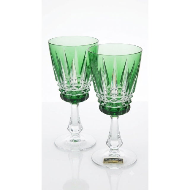 Vintage Capriccio Reseda Green Lead Crystal Hock Wine Glass by Villeroy & Boch, Wadgassen, 1980s, Set of 2 For Sale - Image 4 of 4