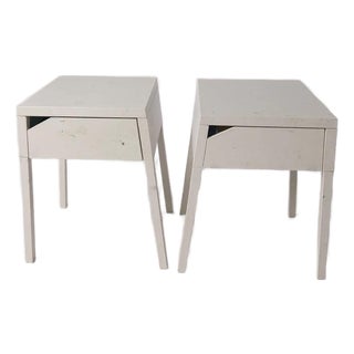 Minimalist Metal Bedside Tables with Drawers and Angled Legs, Set of 2 For Sale