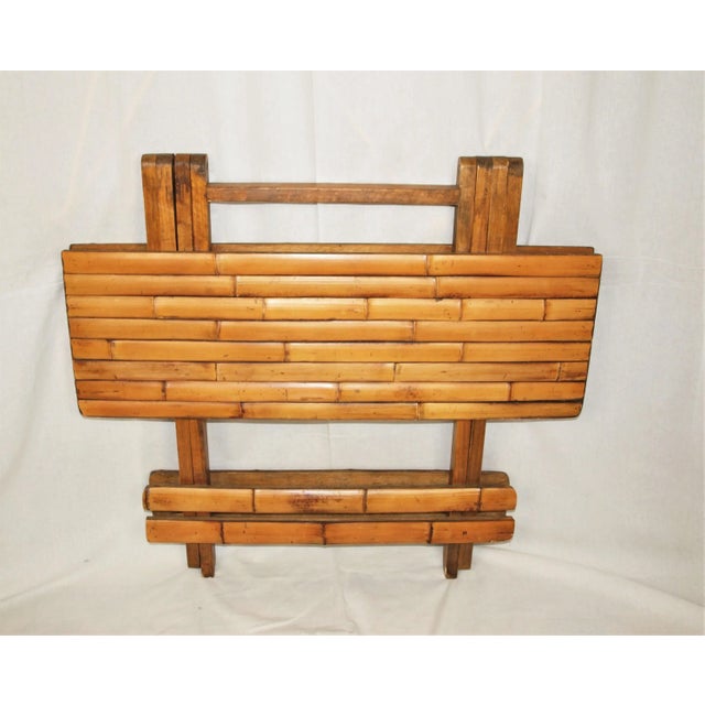 Mid 20th Century Mid Century Folding Natural Bamboo Side Table For Sale - Image 5 of 5