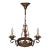 1920s Arts and Crafts, Art Deco Polychrome, Iron and Wood 3 Light Chandelier For Sale