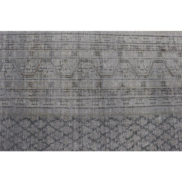 Gray Distressed Persian Antique Tabriz Carpet With Muted Floral Design in Light Gray 8'0 X 11'2 For Sale - Image 8 of 11