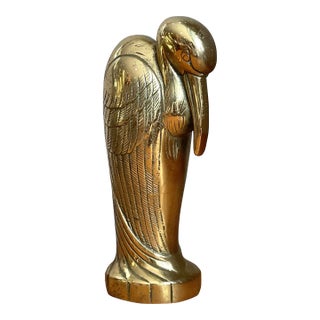 Vintage Brass Heron Statue For Sale