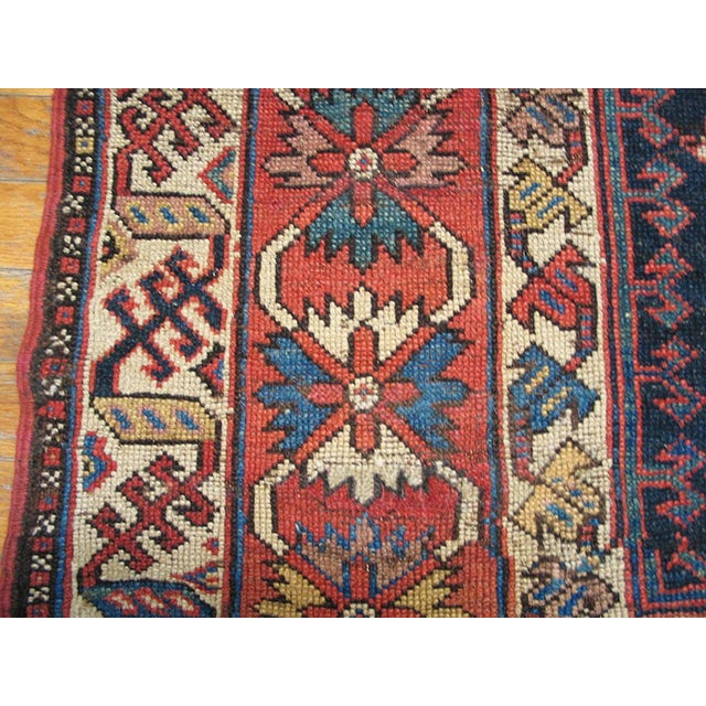 Early 20th Century 1900s Blue Navy Geometric Tribal Antique n.w. Persian Rug 4' X 6'4" Knotted Pile Wool Carpet For Sale - Image 5 of 6