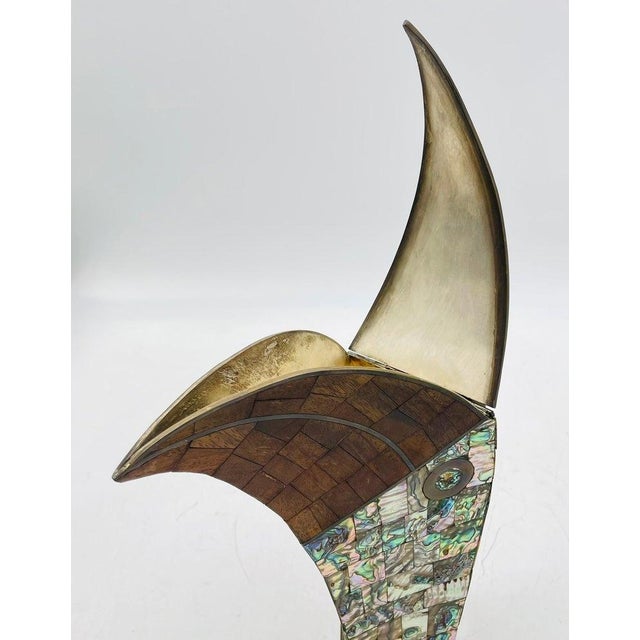 1950s Jeronimo Fuentes Abalone & Wood Inlay Toucan Pitcher, Emilia Castillo Style For Sale - Image 11 of 18