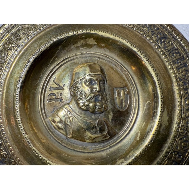 Figurative High Quality Antique p.v. Thick Brass Relief Portrait Wall Plaque Medallion For Sale - Image 3 of 6
