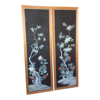 Hand Painted Chinese Wallpaper Panels - A Pair For Sale