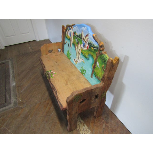 Traditional Carved Wood Duck Bench For Sale - Image 3 of 7