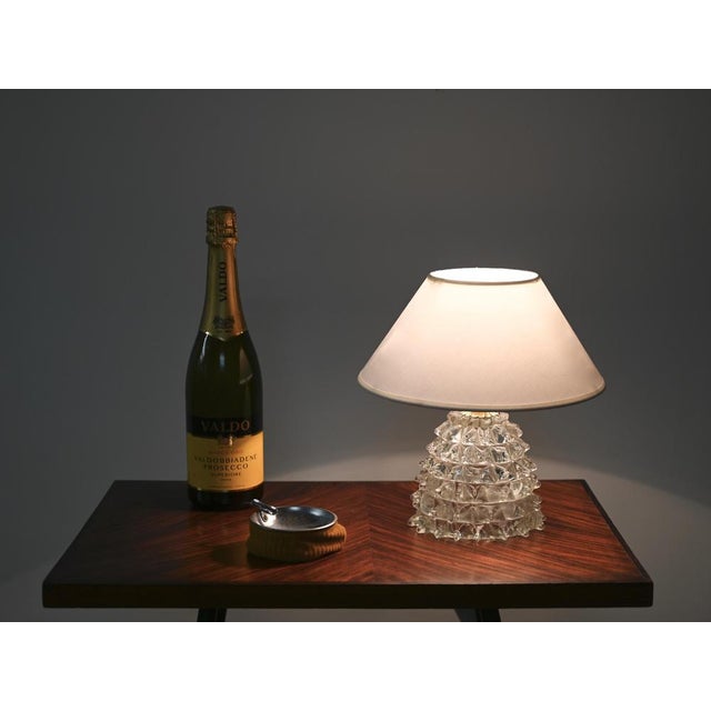 Large Vintage Murano Rostrato Glass and Brass Table Lamp, Italy, 1940s For Sale - Image 3 of 16