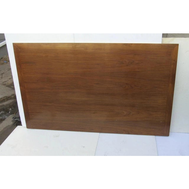 Tan Mid Century Walnut Headboard with Mitered Edge For Sale - Image 8 of 10