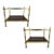 1970s Gilt Square Side Tables With Smokey Glass and Cane Shelf - a Pair For Sale