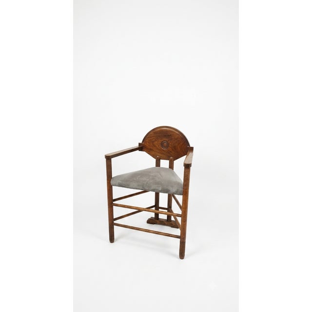 Vintage Swedish Carved Walnut Monk Chair, 1930s For Sale - Image 15 of 15