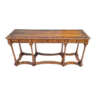 18th C Style William & Mary English Country Walnut Console Table For Sale