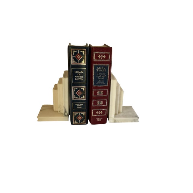 Vintage Italian Marble 5.75" Tiered Stacked Column Bookends Heavy Made in Italy 1970s. Each Approx. 5 3/4" High x 3 7/8"...