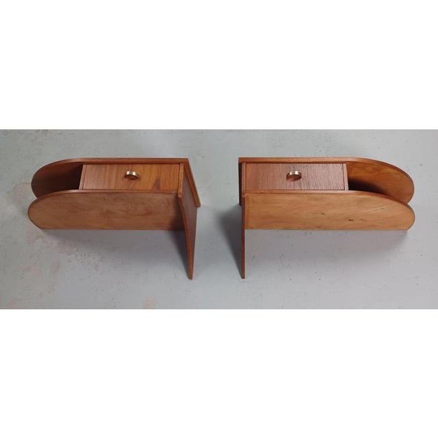 Restored Danish Floating Teak Nightstands, 1960s, Set of 2 For Sale - Image 3 of 7