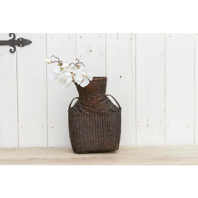 Brown Antique Thai Rattan Fish Basket For Sale - Image 8 of 9