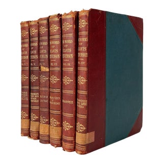 Antique 1900s Works of R. Louis Stevenson Books - Set of 6 For Sale