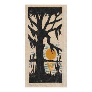 1971 Lowcountry Linocut by Brousseau For Sale