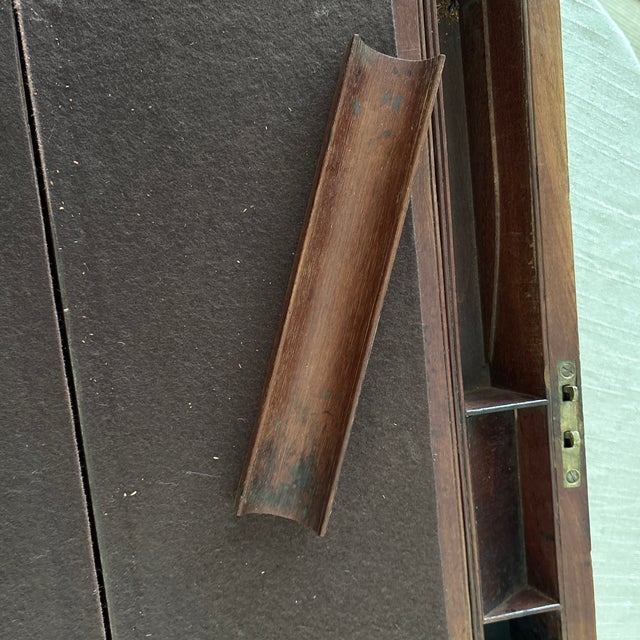 Antique Mahogany Travel Desk C. 1860-1890 With Hidden Compartment and Original Ink Wells For Sale In Tampa - Image 6 of 12
