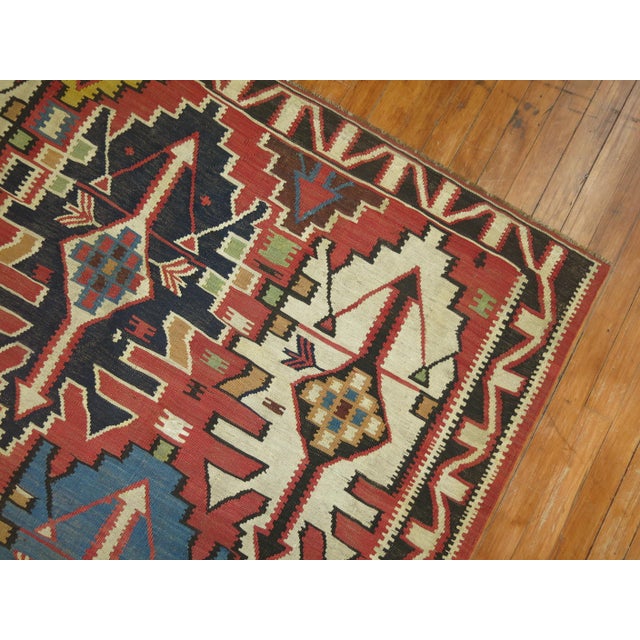 Tribal Antique Caucasian Geometric Kilim For Sale In New York - Image 6 of 18