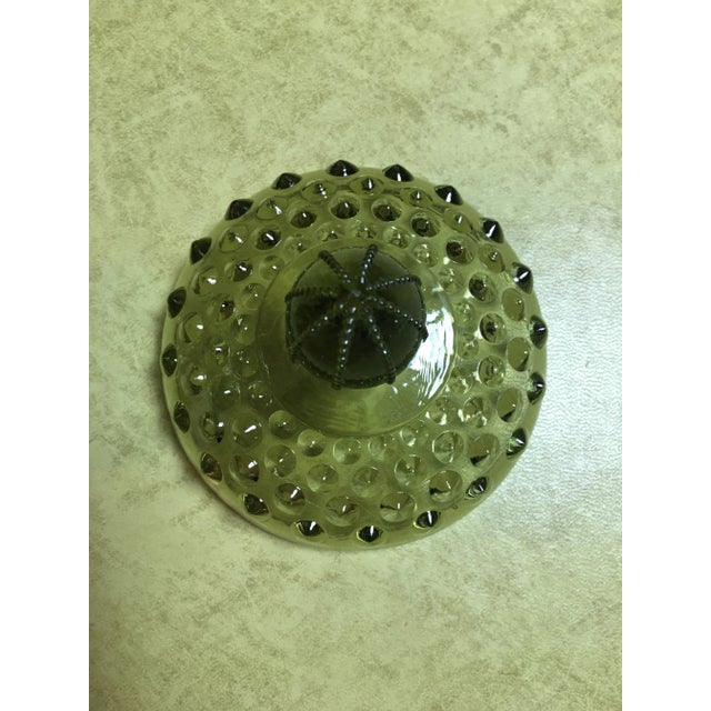 Nice vintage Fenton hobnail compote nice olive green