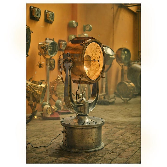 Vintage Iron and Brass Boat Projector For Sale - Image 4 of 9