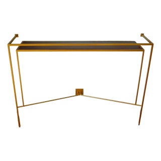 Patinated Gilt Bronze Console Table with Walnut Top from Aymeric Lefort For Sale