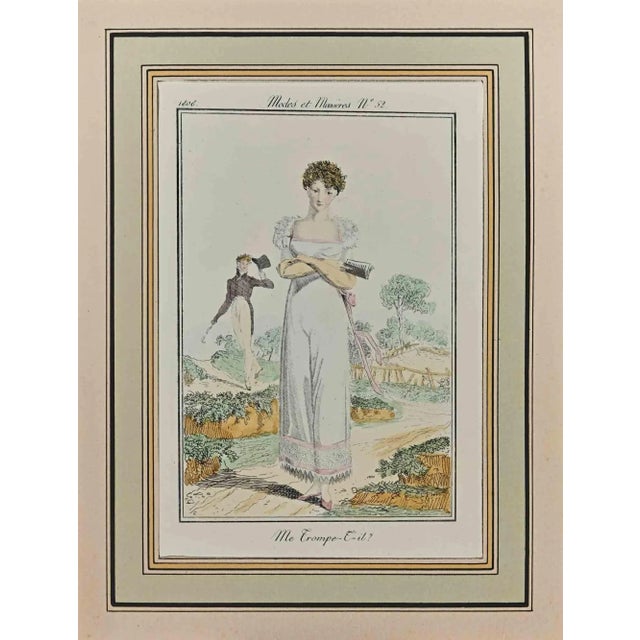 Me Trompe-T-Il? is an Original Etching Hand Watercolored series "CMode et Manières" published in 1808 by the Journald des...