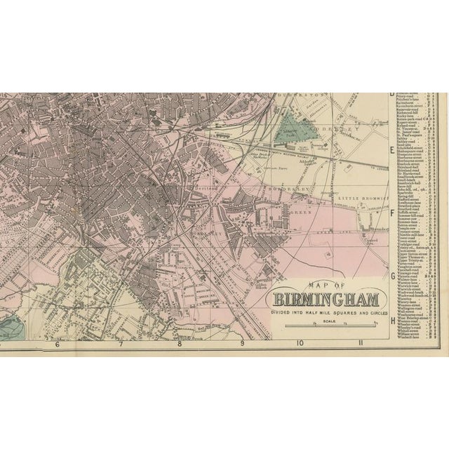 Victorian Birmingham City Plan Map by Edward Weller, 1885 For Sale - Image 3 of 11