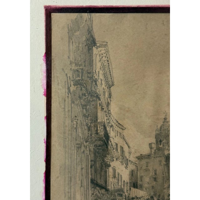 1930s Original via Vittorio Emanuele Cityscape Pencil Drawing Realism Tony G. For Sale - Image 10 of 10