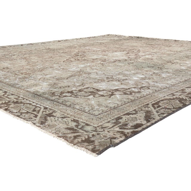 60666 Antique Persian Mahal Rug,10'00 x 12'03. The Faded Grandeur: An Antique Persian Mahal Masterpiece of Timeless...