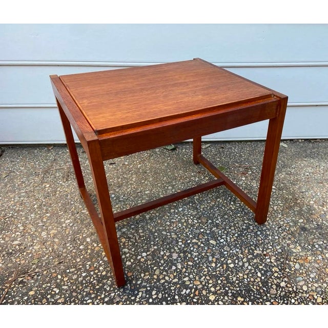 Vintage O.D. Mobler DOMUS DANICA Danish modern convertible table/footstool. Beautifully-designed to serve a dual purpose...