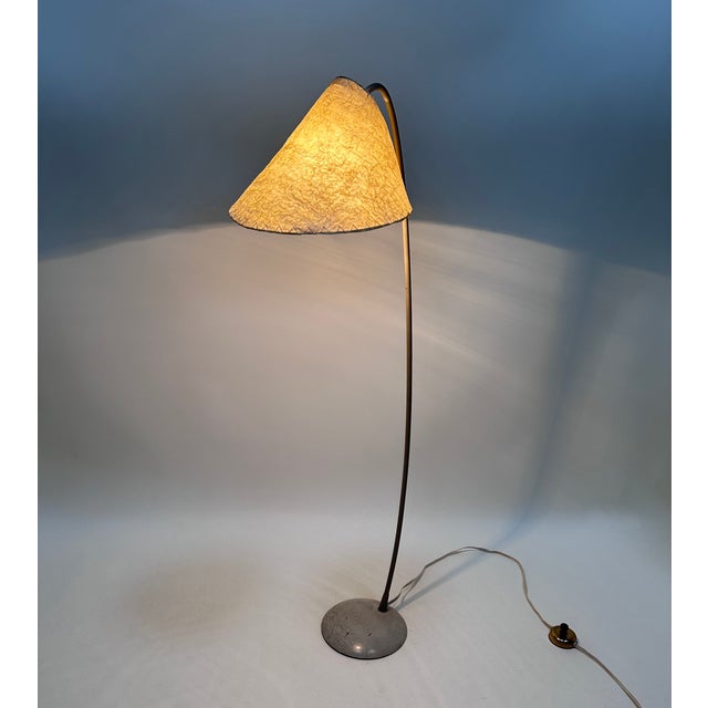 Brass Arc Floor Lamp with Parchment Lampshade, Germany, 1950s For Sale - Image 6 of 17