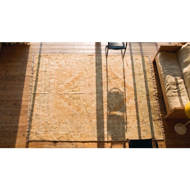 Textile Truly Beautiful Antique Indian Amritsar Rug With Medallion Design on Soft Color Background Color For Sale - Image 7 of 8