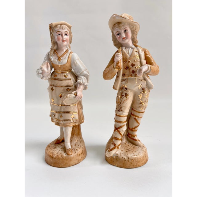 Antique Paris Porcelain Gilt Figurines - a Pair For Sale - Image 4 of 10