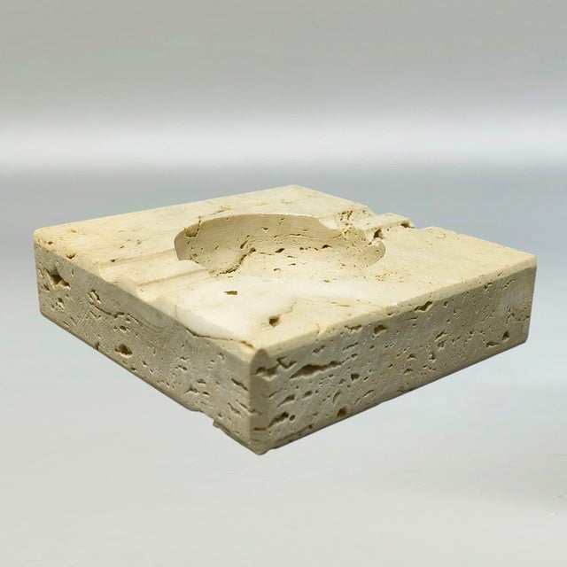 Travertine Smoking Set by Enzo Mari for Fratelli Mannelli, 1970s, Set of 2 For Sale - Image 9 of 11