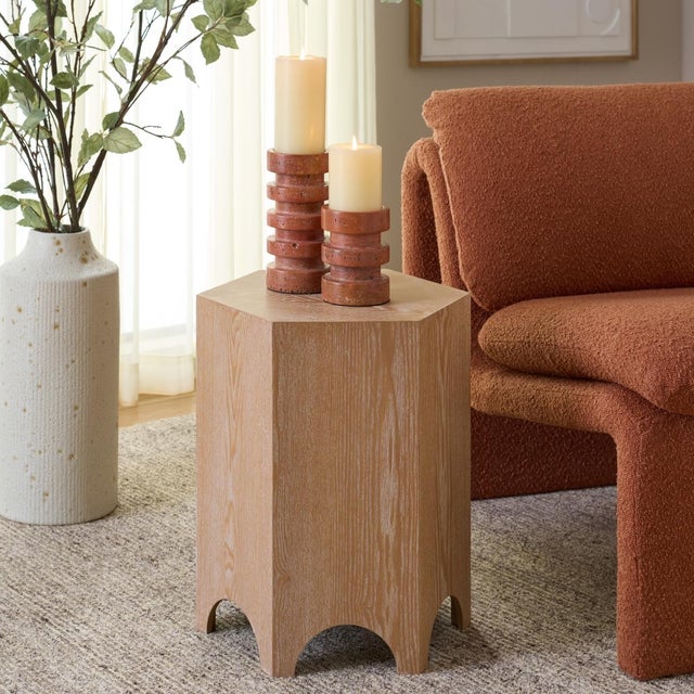Introducing the Barahan End Table, a stunning all-wood masterpiece now available in the serene and calming shade of...