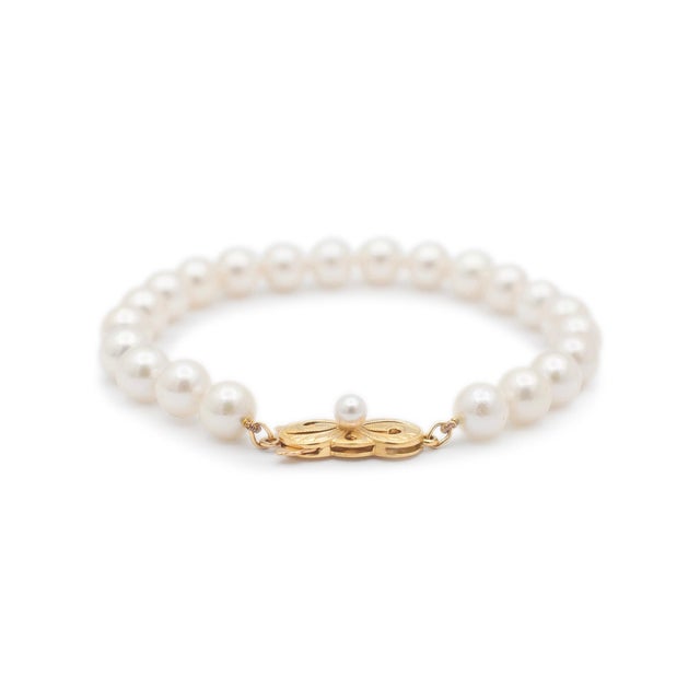 Mikimoto Akoya Pearl Strand Link Bracelet - 18K Yellow Gold Clasp ...