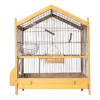 20th Century French Birdcage in Painted Wood and Iron For Sale