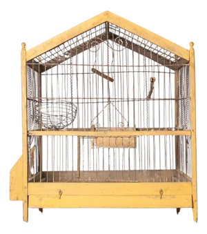 20th Century French Birdcage in Painted Wood and Iron