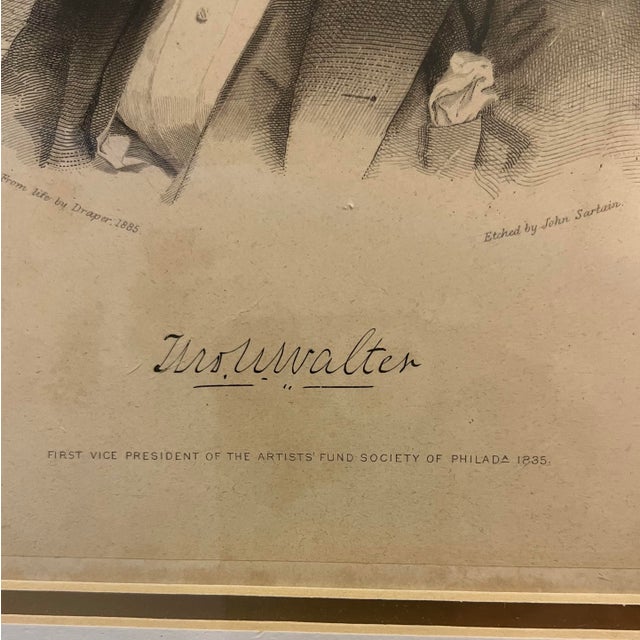 1885 Etched Portrait of Walter the First Vice President of the Artists’ Fund Society in Philadelphia For Sale In New York - Image 6 of 7