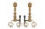 A pair of American Empire brass andirons circa 1830. Columns are cast to give the look of turned balusters with large urn...