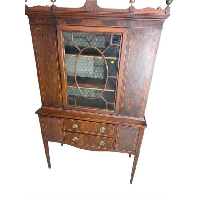 Hepplewhite 19th Century Mahogany Inlaid Hepplewhite China Cabinet For Sale - Image 3 of 4