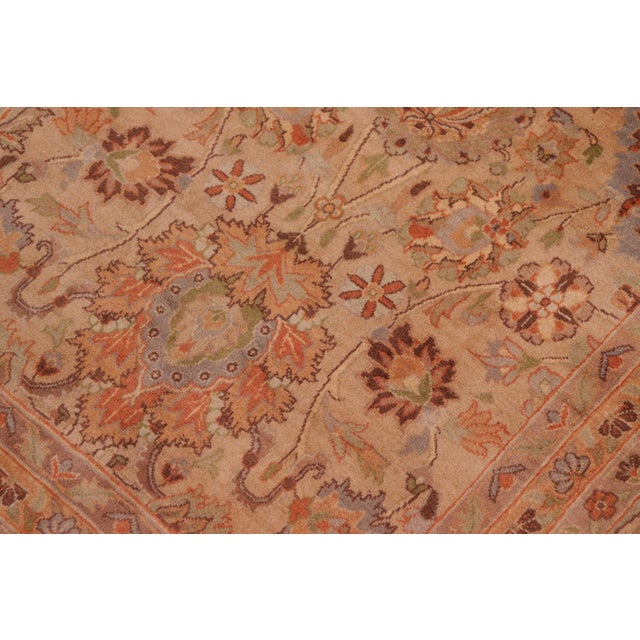 Shabby Chic 1990's Pak-Persian Tan/Green Wool Rug - 9'0'' X 12'2'' For Sale - Image 3 of 9