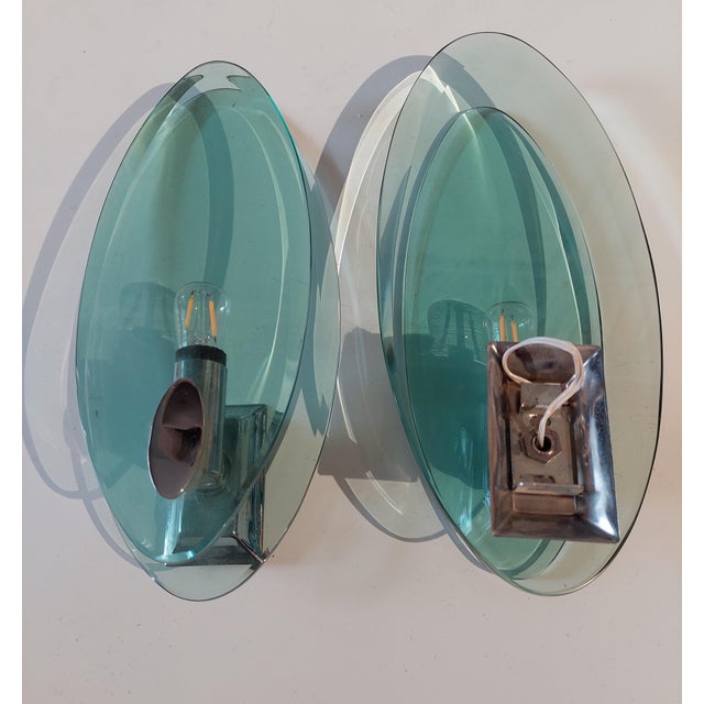 1970s Italian Glass Wall Lights from Fontana Arte, 1970s, Set of 2 For Sale - Image 5 of 12